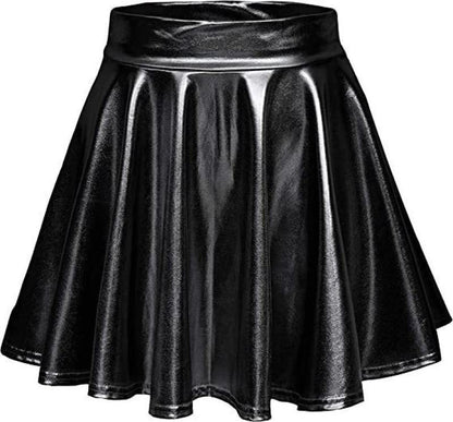 Ladies Stylish High Waisted Faux Leather Skirt Ivyshape