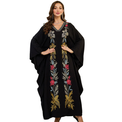 Ladies stylish Kaftan robe with elaborate floral embroidery design Ivyshape