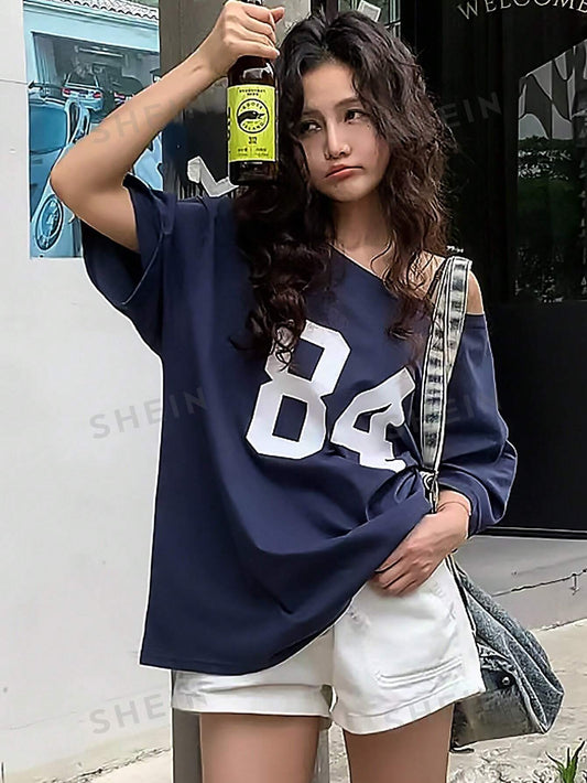 Ladies Off-Shoulder Sport T-Shirt Ivyshape