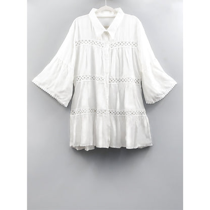 Women's lightweight shirt dress with lace accents and a loose fit Ivyshape