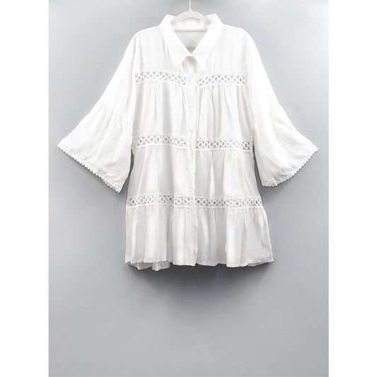 Women's lightweight shirt dress with lace accents and a loose fit Ivyshape