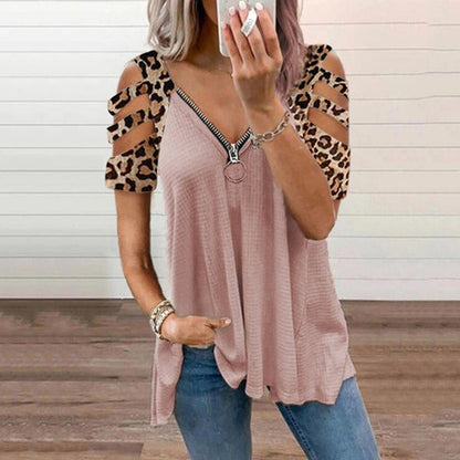 Women Trendy Zipper Detail Cutout Top Ivyshape
