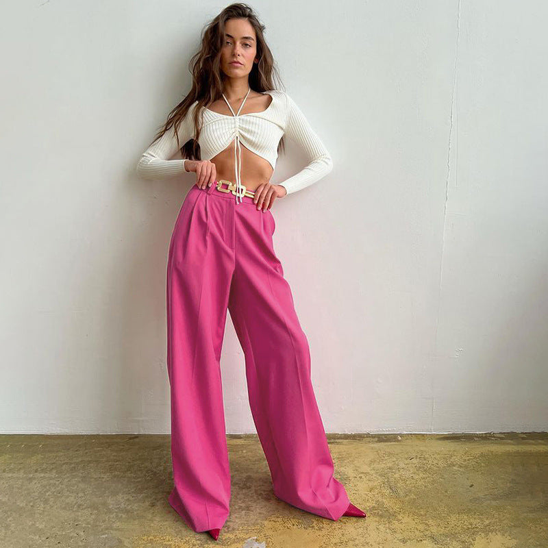 Women's Elegant Wide-Leg Trousers with High Waist Ivyshape