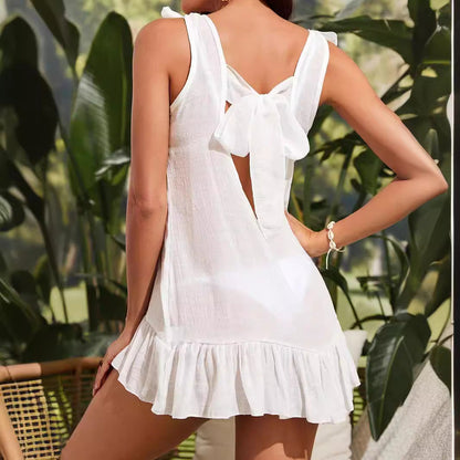 Women Casual Beach Dress with Playful Bows and Ruffles Ivyshape