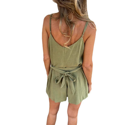 Women Button-Up Overall with Pockets Ivyshape