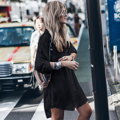 Women's shirt dress with a casual cut and discreet button details Ivyshape
