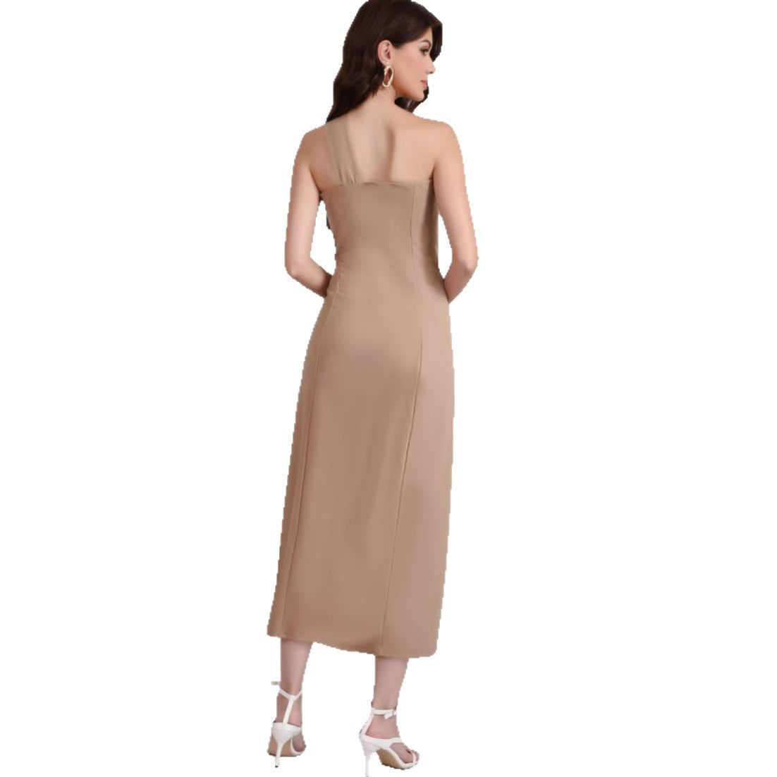 Women Minimalist One-Shoulder Midi Dress Ivyshape