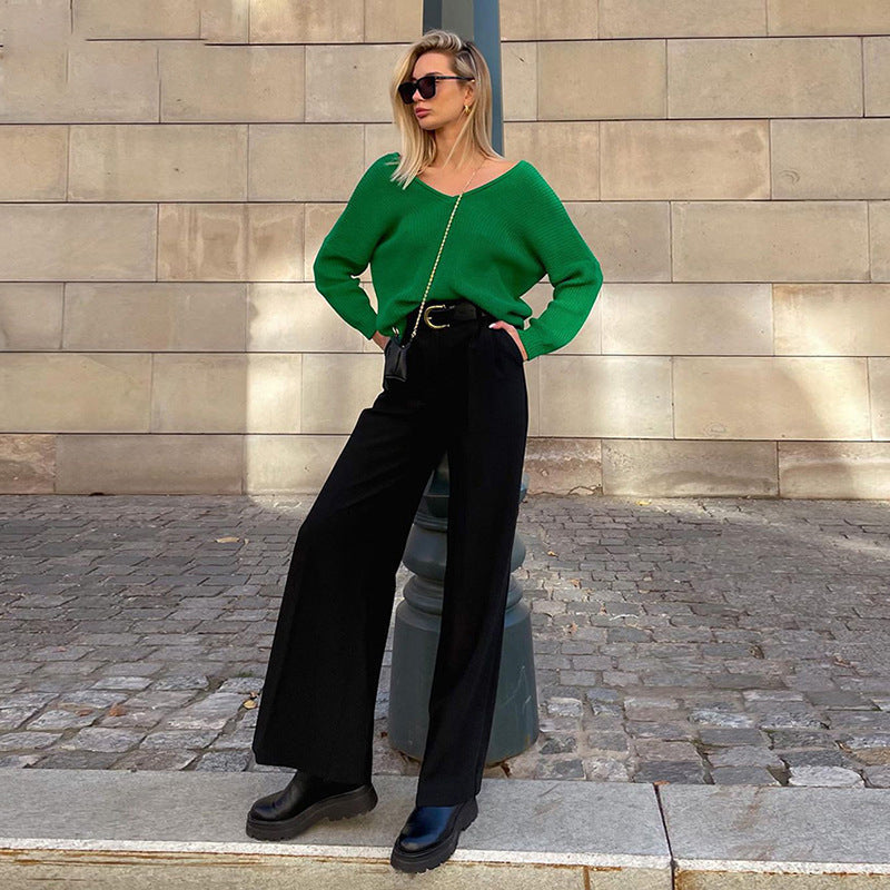 Women's Elegant Wide-Leg Trousers with High Waist Ivyshape