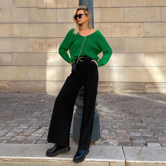 Women's Elegant Wide-Leg Trousers with High Waist Ivyshape