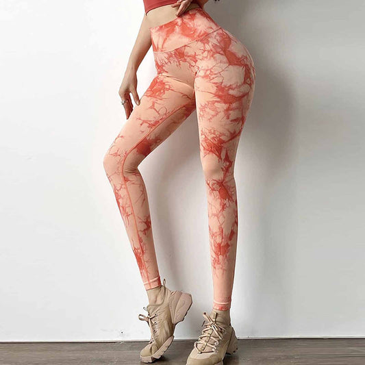 Women's high-waisted marble print leggings Ivyshape