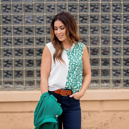 Ladies stylish patterned sleeveless top Ivyshape