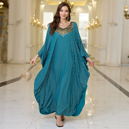 Ladies maxi kaftan with elegant application Ivyshape