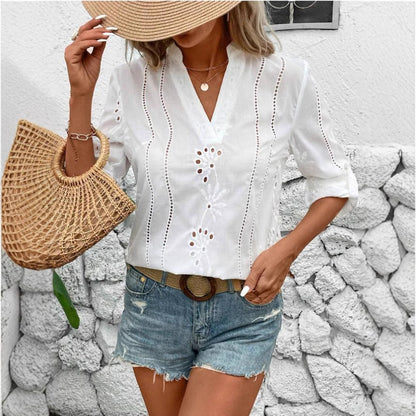 Women's blouse with delicate embroidery design Ivyshape