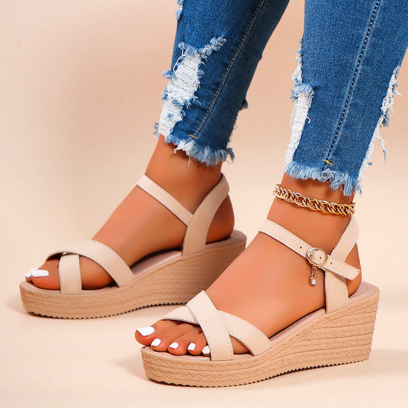 Women's wedge sandals with elegant strap design and comfortable insole Ivyshape