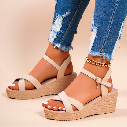 Women's wedge sandals with elegant strap design and comfortable insole Ivyshape