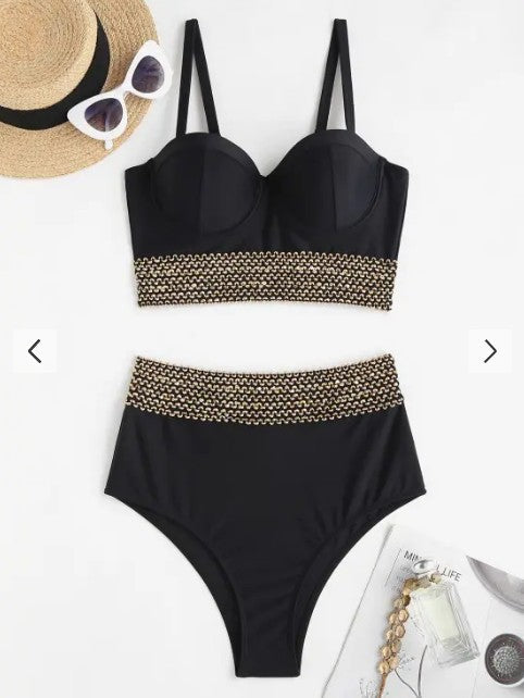 Women’s bikini set with elegant bustier top and high-cut bottom Ivyshape