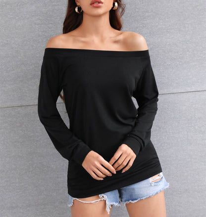 Ladies Off-Shoulder Long Sleeve Shirt Ivyshape