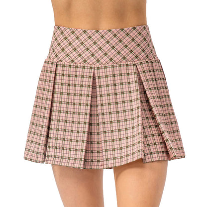 Women Pleated Skirt Checkered Mini Skirt Ivyshape