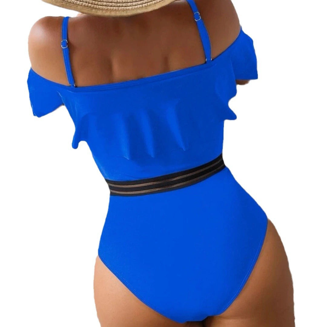 Women's One-Piece Swimsuit with Voluminous Ruffle Design and Elastic Waistband Ivyshape
