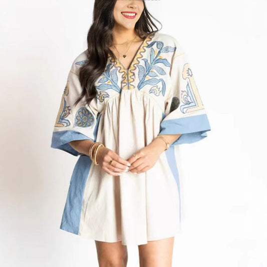Women embroidered Bohemian Kaftan dress Ivyshape