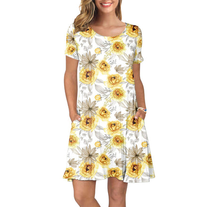 Ladies summer dress with floral pattern Ivyshape