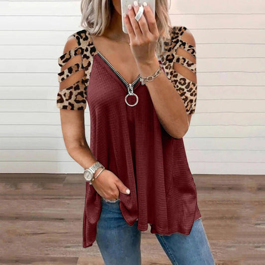 Women Trendy Zipper Detail Cutout Top Ivyshape