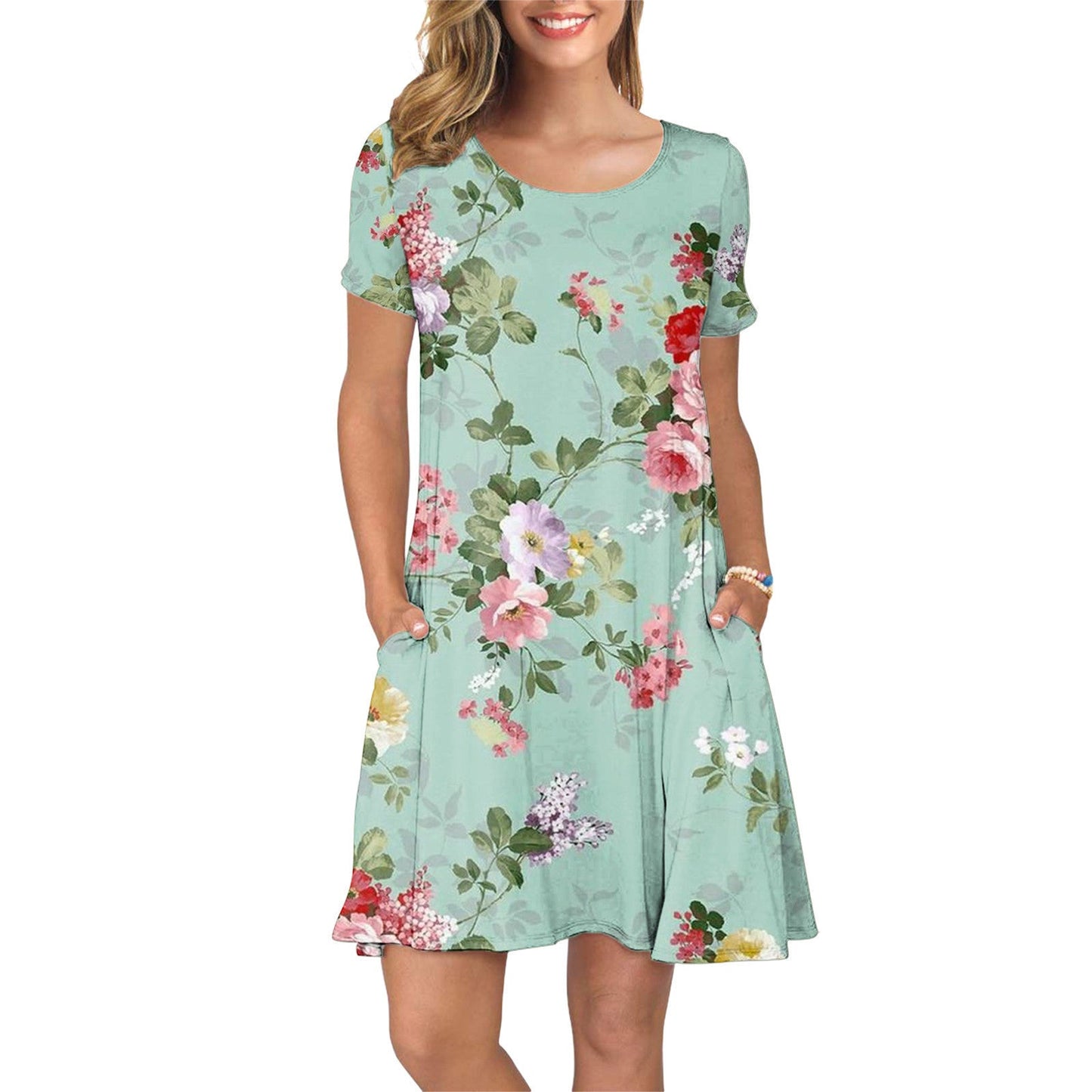 Ladies summer dress with floral pattern Ivyshape