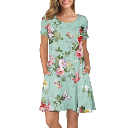 Ladies summer dress with floral pattern Ivyshape