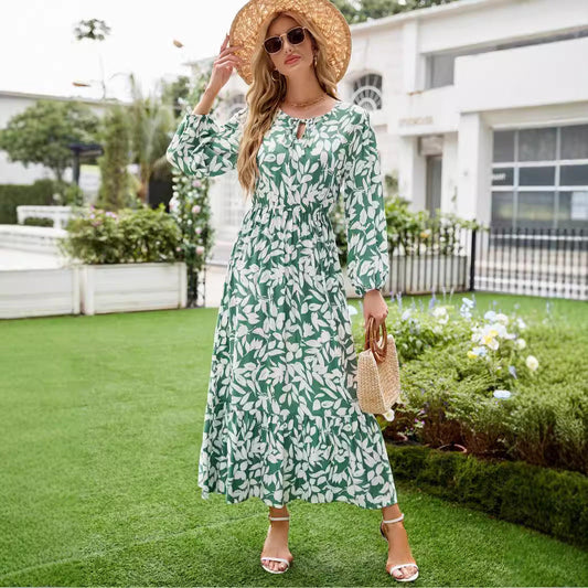 Ladies max dress with stylish floral pattern and flattering cut Ivyshape