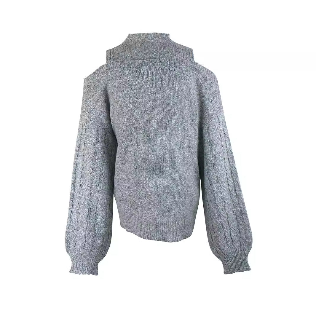 Women's fashionable sweater with off-shoulder design and textured knit Ivyshape