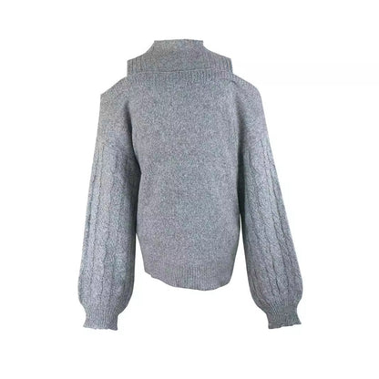 Women's fashionable sweater with off-shoulder design and textured knit Ivyshape
