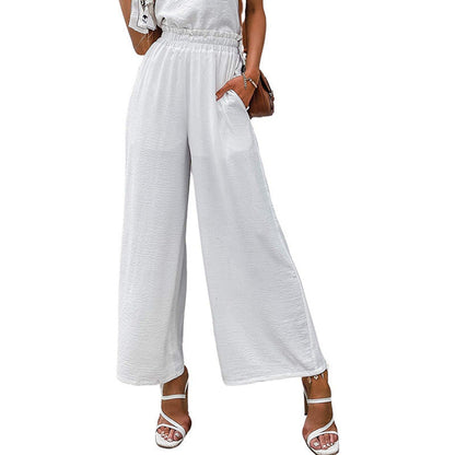 Women's Wide-Leg Culotte with Elastic Waistband Ivyshape