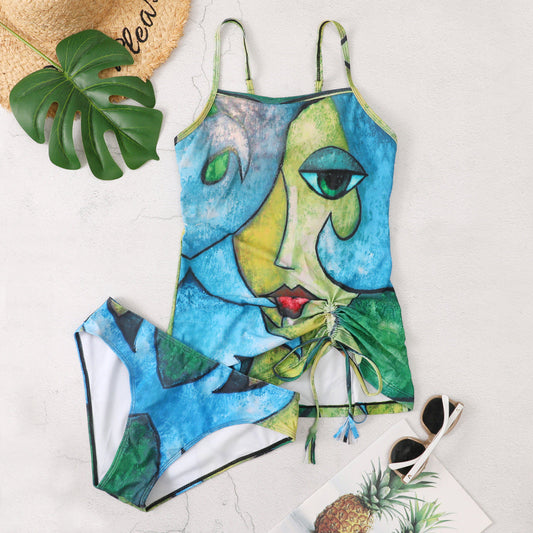 Women's Artistic Tankini with adjustable straps and gathers Ivyshape