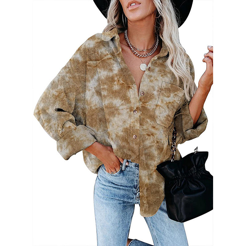 Women's casual oversized shirt blouse made of cord Ivyshape
