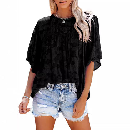 Women's Flowing Structured Short Sleeve Blouse Ivyshape