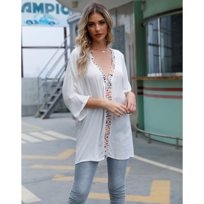 Ladies airy tunic with colorful print Ivyshape