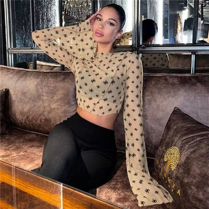 Ladies Sheer Long Sleeve Wrap Top Ivyshape