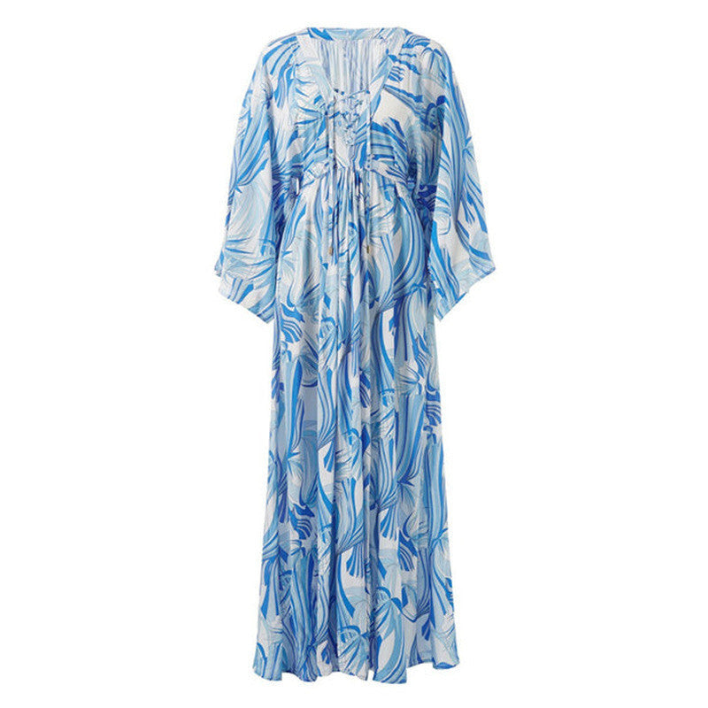 Women's beach kimono with floral pattern and loose silhouette Ivyshape