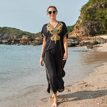 Ladies Elegant Beach Kaftan with Exquisite Embroidery Details Ivyshape