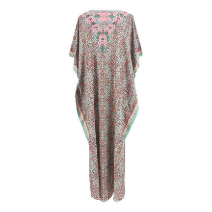 Ladies beach tunic with artistic floral embroidery and casual cut Ivyshape