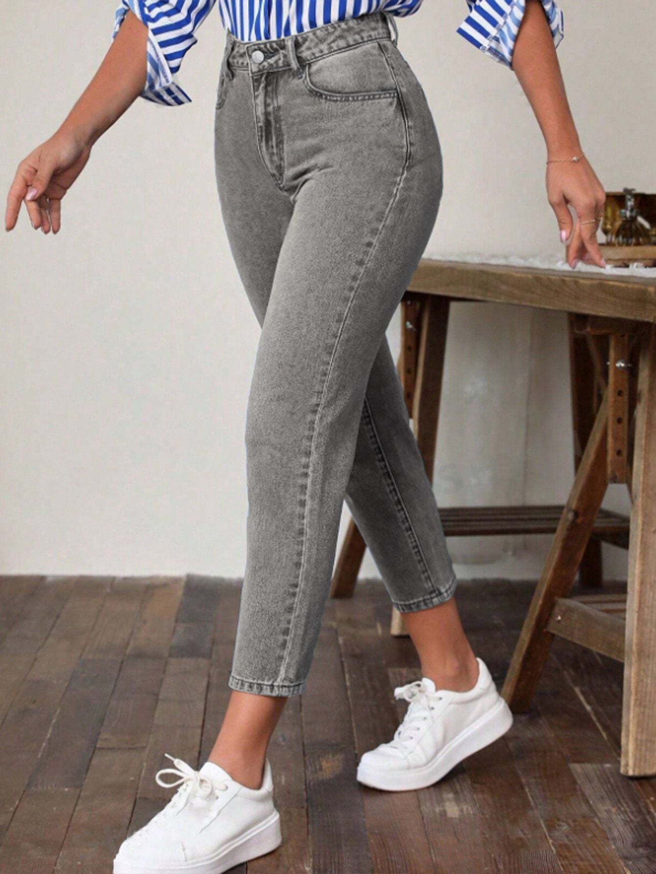 Women's High Waist Ankle Length Denim Jeans Ivyshape