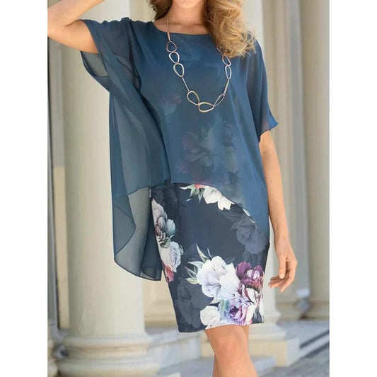 Women's chiffon dress with floral design and flowing silhouette Ivyshape