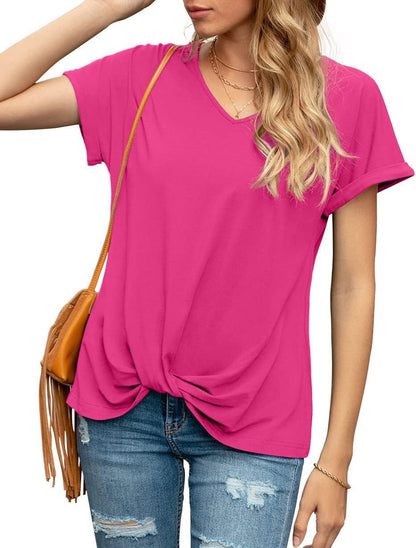 Women's Knot V-Neck Casual Top Ivyshape