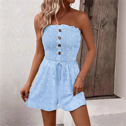Women's airy jumpsuit with practical buttons and gatherings Ivyshape