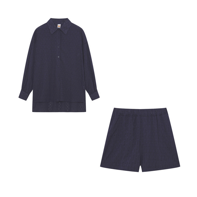 Ladies two-piece set with airy blouse and comfortable shorts Ivyshape