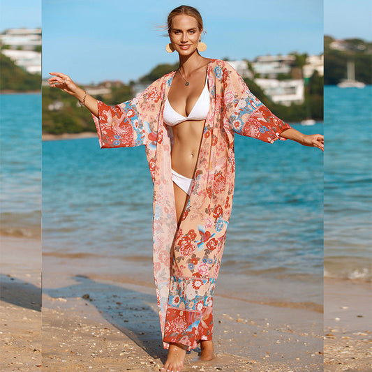 Women Flower Pattern Beach Wrap Ivyshape
