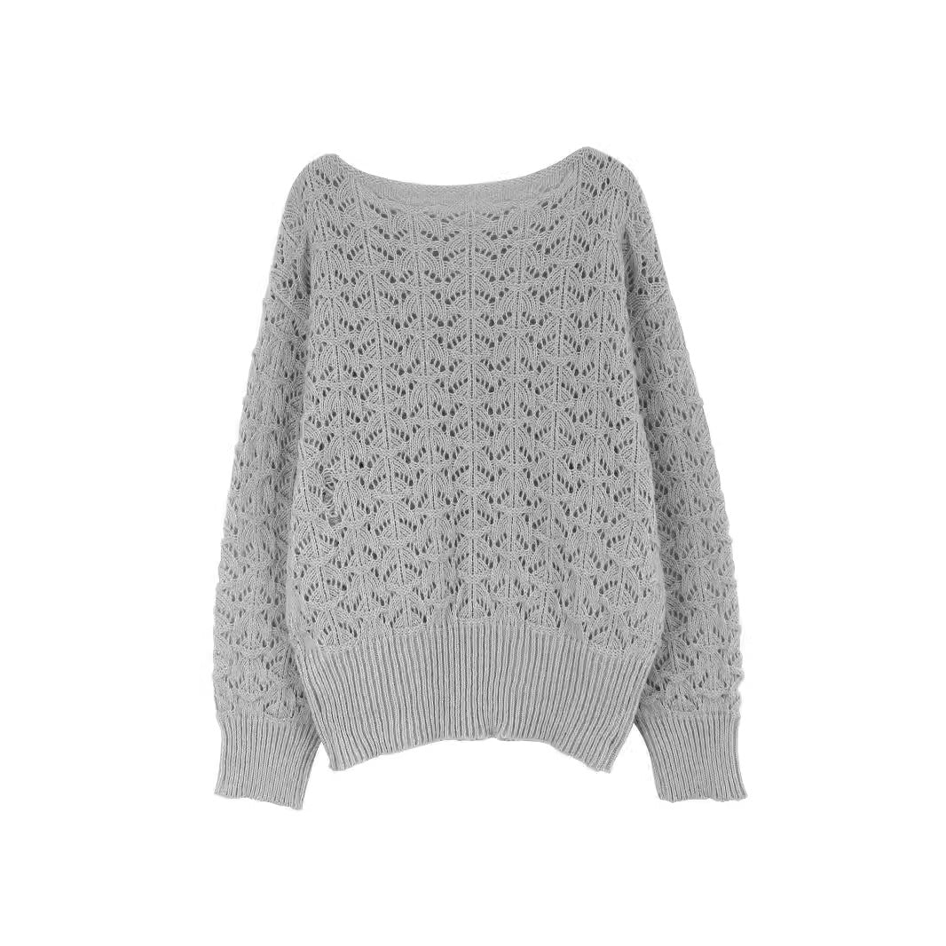 Women's airy knitted pullover with romantic hole pattern Ivyshape