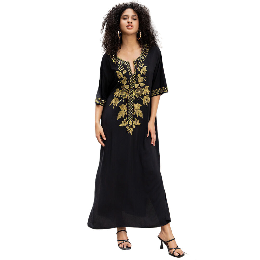 Women's Kaftan with intricate gold embroidery Ivyshape