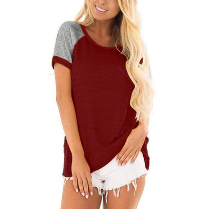 Women casual raglan T-shirt with contrast sleeves Ivyshape