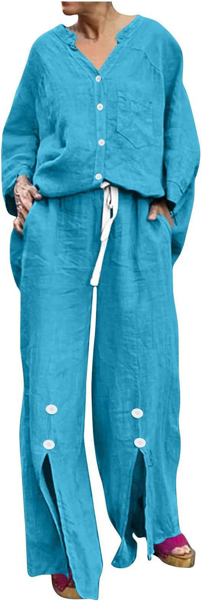 Women casual linen two-seater with button details Ivyshape